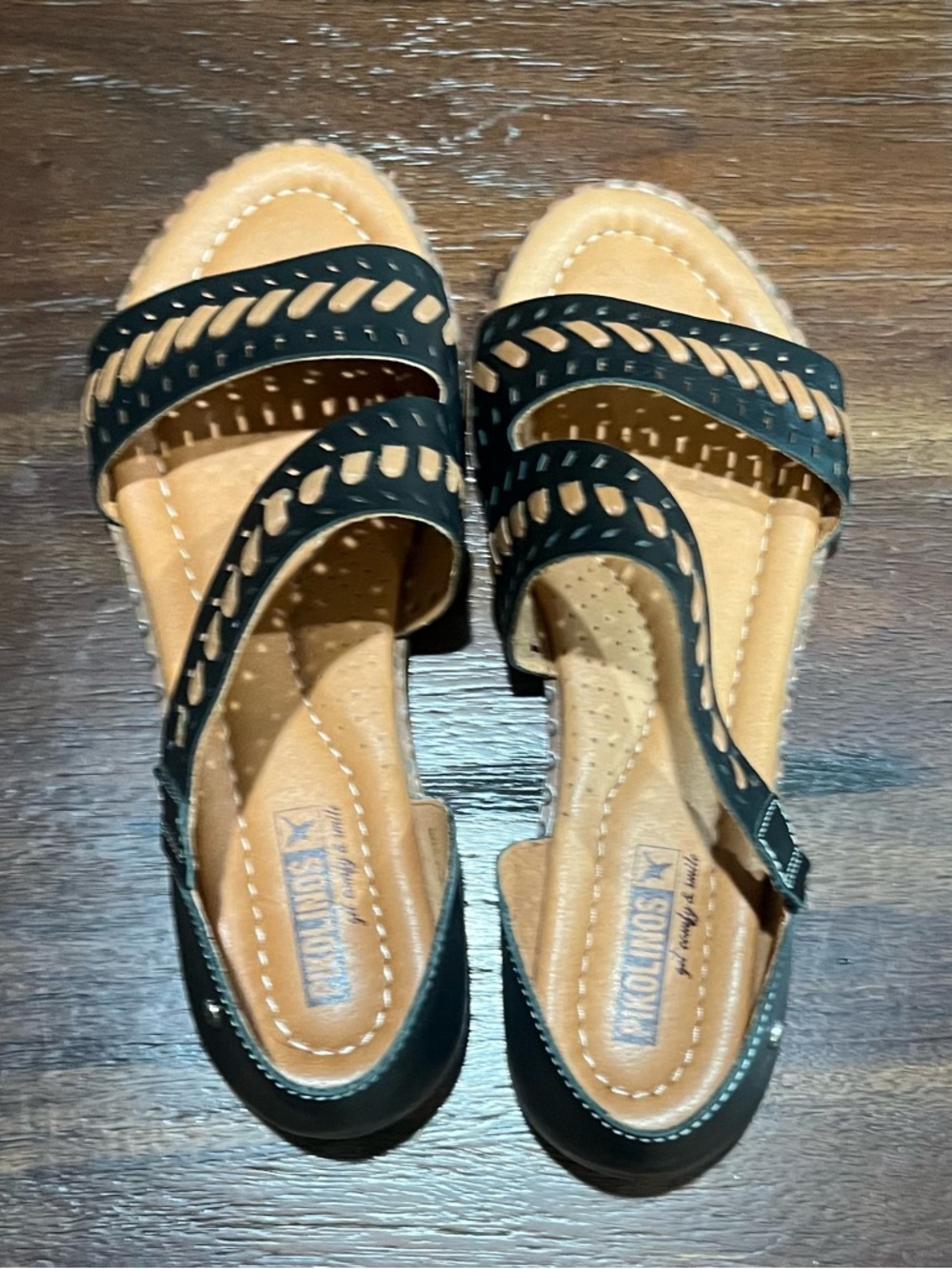 PIKOLINOS Black Cutout Double-Strap Slingback Sandals